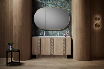 60" Interlace Bathroom Vanity Cabinet, Three Doors, Blonde Oak