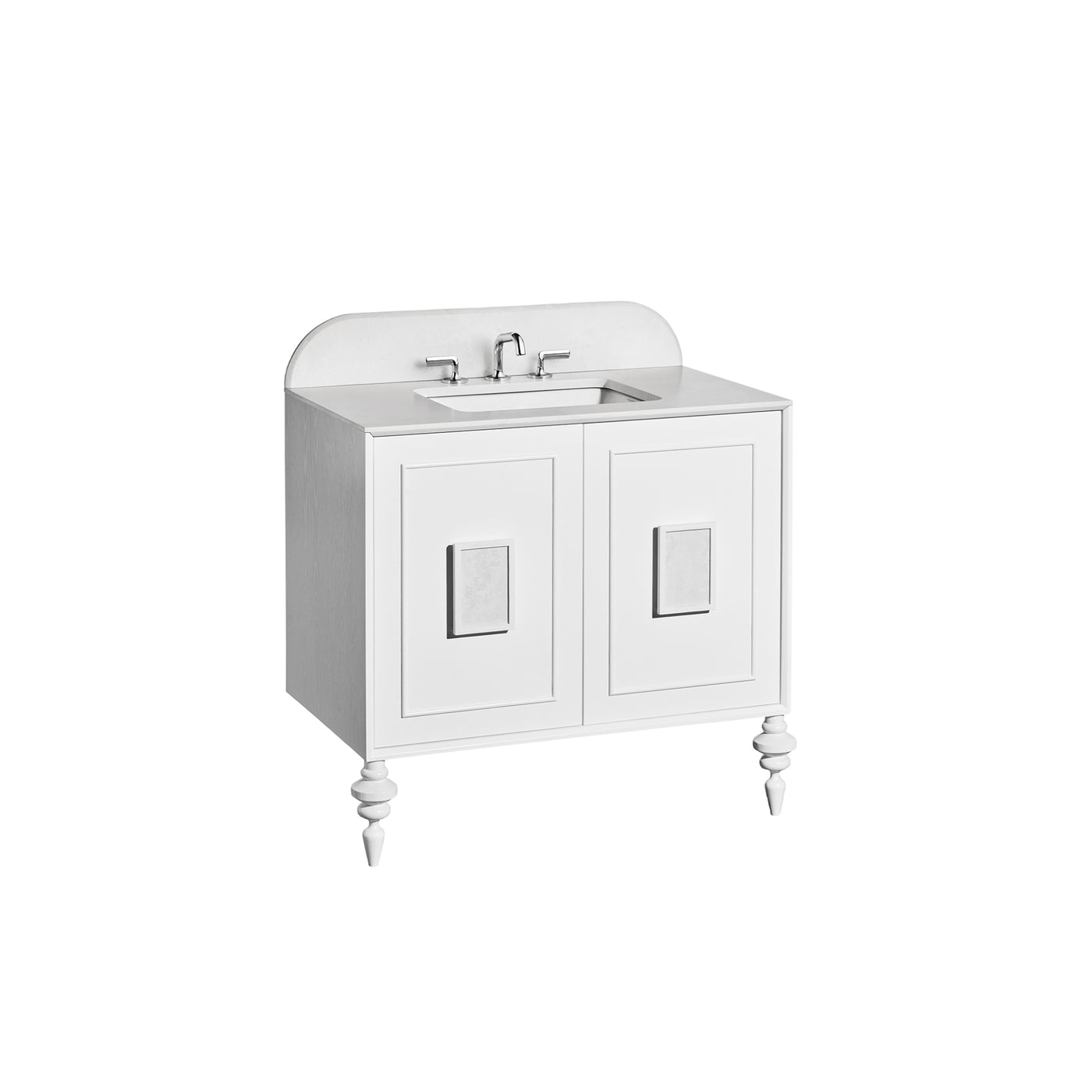 36" Victoria Bathroom Vanity Cabinet with legs, Two Doors, Polar Oak