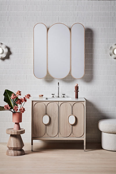 36" Blossom Bathroom Vanity Cabinet with legs, Two Doors, Blonde Oak