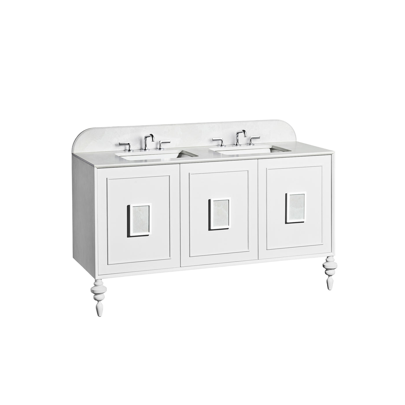 60" Victoria Bathroom Vanity Cabinet with legs, Three Doors, Polar Oak