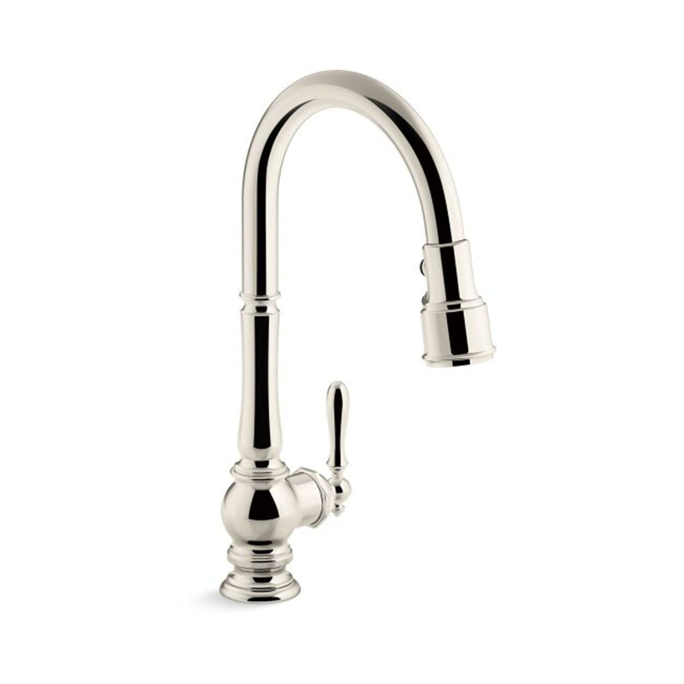 Artifacts® Pull-down kitchen sink faucet with three-function sprayhead