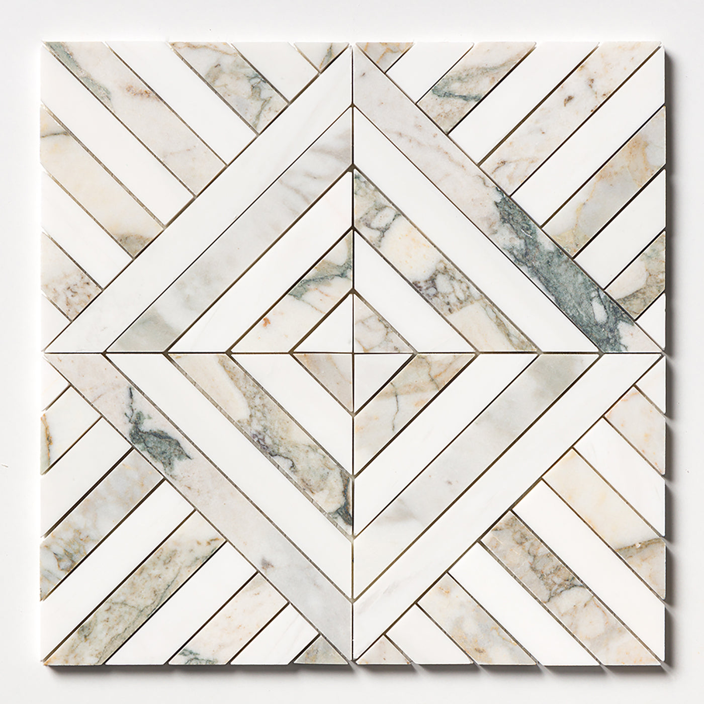 14 5/16" x 14 5/16" Calacatta Green Honed Ponte Marble Mosaic