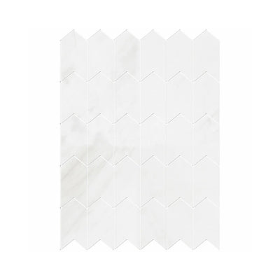 3" x 4 29/32" Freccia Snow White Polished Marble Waterjet Decos 